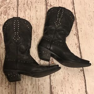 Black Rhinestone Studded Cowboy Boots
