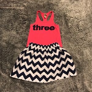 "Three" shirt and tank outfit. Size 4t