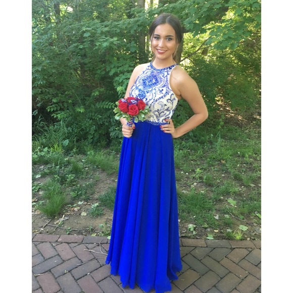 RESERVED Luck Lu Blue Beaded Prom Dress