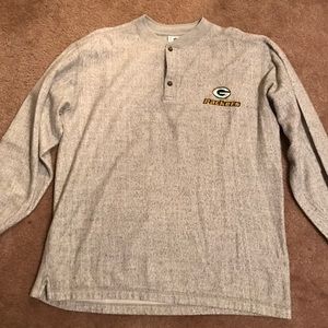 Men's light grey and cream Packers shirt