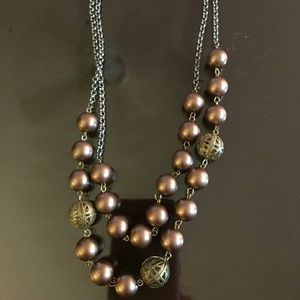 Gold/bronze ball chain necklace