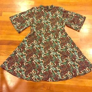 Zara mock neck mini dress with floral pattern