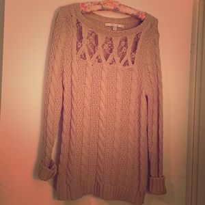 Lauren Conrad Tan Sweater with Lace Cutout