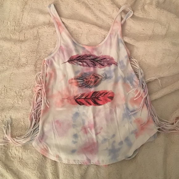TIE DYE FEATHER TANK TOP