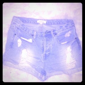 High waisted forever 21 distressed Jean shorts