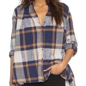 NWT Free People Preppy in Plaid Button Down