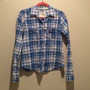 Blue & White Double Pocket Flannel