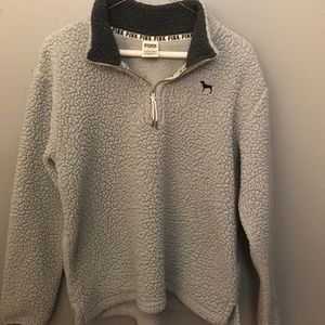 VS PINK sherpa pullover quarter zip