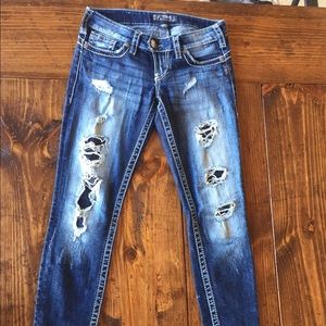 SILVER JEANS Destroyed Distressed Denim Skinny
