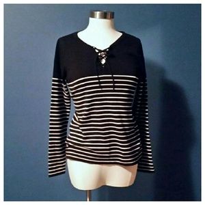 The Limited black & white striped top