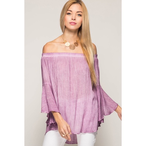 Off Shoulder a Flounce Gauze Top - Picture 2 of 3