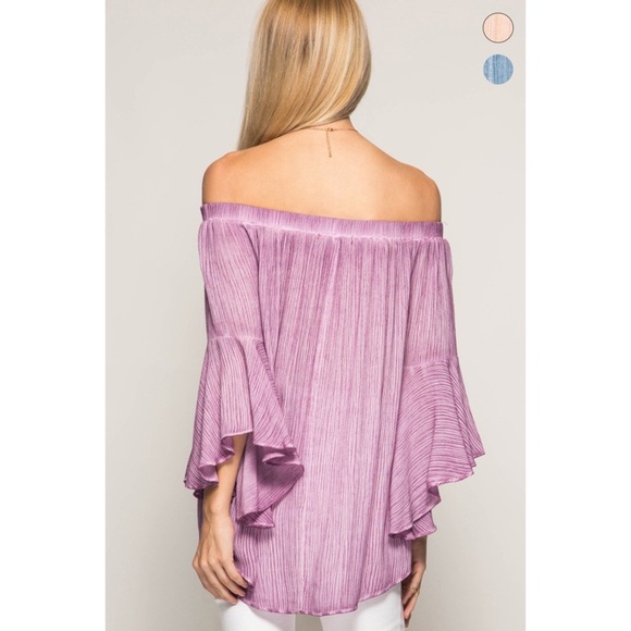 Off Shoulder a Flounce Gauze Top - Picture 3 of 3