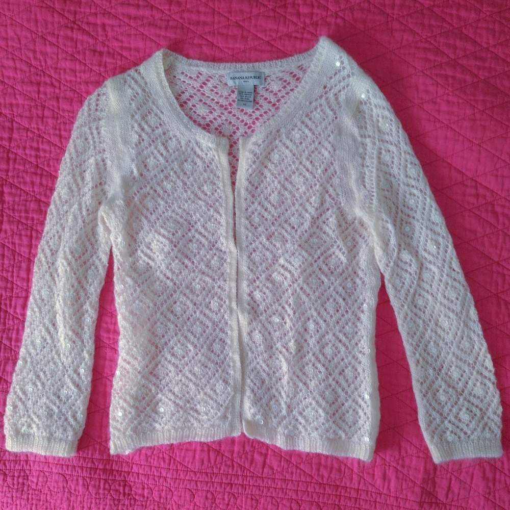 Banana Republic Cream Sequined Cardigan