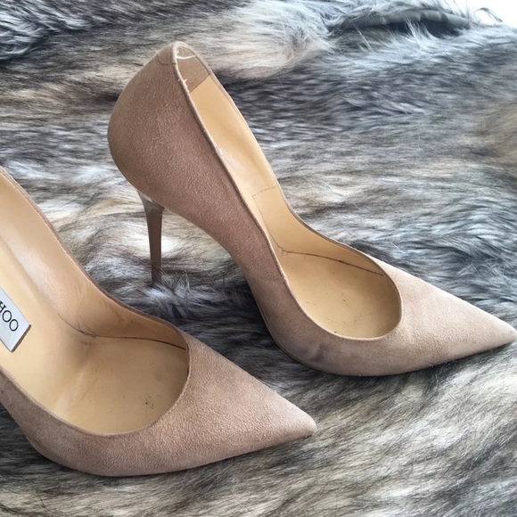 Jimmy Choo Anouk Nude Suede Pumps - Picture 2 of 3