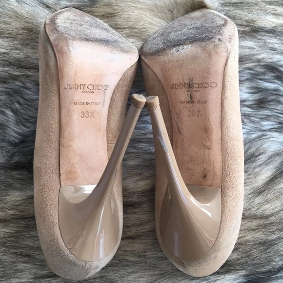 Jimmy Choo Anouk Nude Suede Pumps - Picture 3 of 3