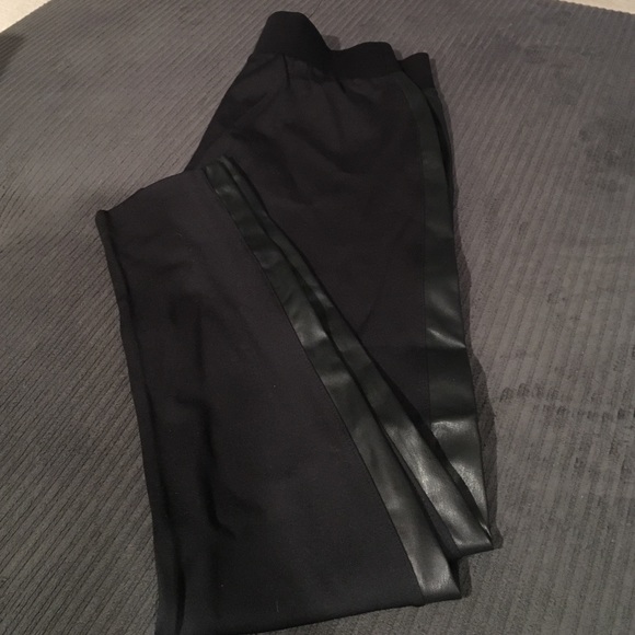 Black leggings with faux leather