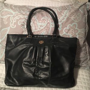 Tory Burch Leather tote!  black with gold details