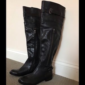 STEVEN Sabra Black Leather OTK Boots NWOT sz 8.5