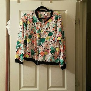 Florescent Floral Bomber Style Jacket