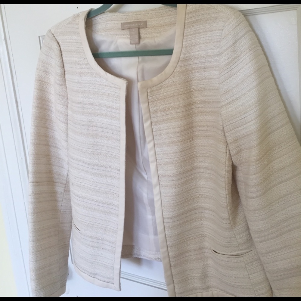 Banana Republic Tweed and Leather Jacket