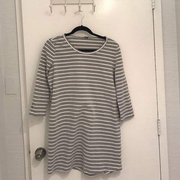 Gray and White Striped Tshirt Dress