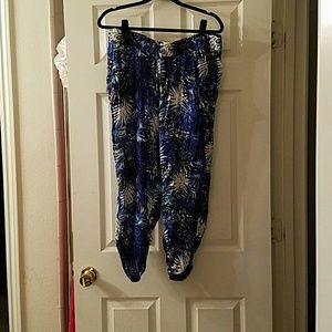 Blue Floral Jogger Dressy Pants