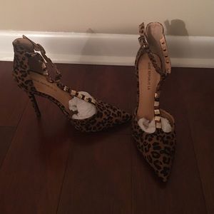 Leopard ankle strap heels