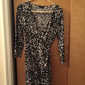 BCBG Black and White Wrap Dress