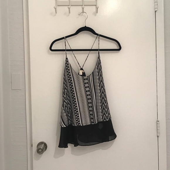 Black and White Mixed Media Top