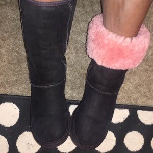 Pink and Black tall classic ugg