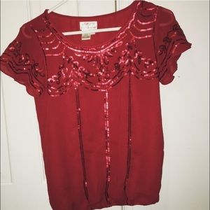 Red sequin blouse