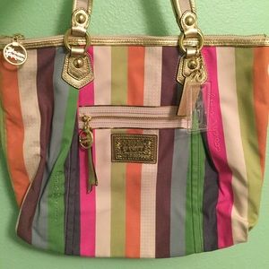 Coach Poppy Legacy Striped Tote Bag