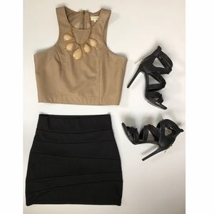 ANGL Tan Leather Crop Top