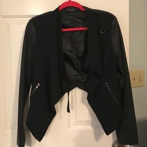 Black fake leather jacket worn once