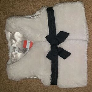 Infant white faux fur vest