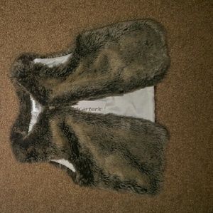 Infant tan faux fur vest