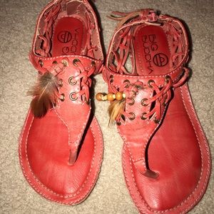 Size 7.5 Big Buddha Red Sandals