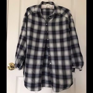 Vince Oversized Button-Down Flannel Shirt sz XS