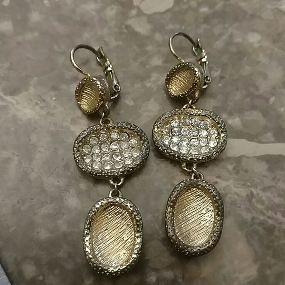 Earrings crystal and brushed gold dangles
