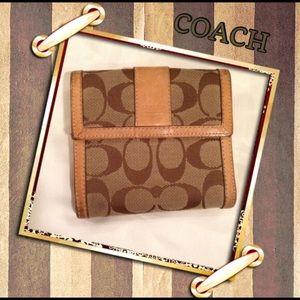 COACH Tan Leather Signature Wallet