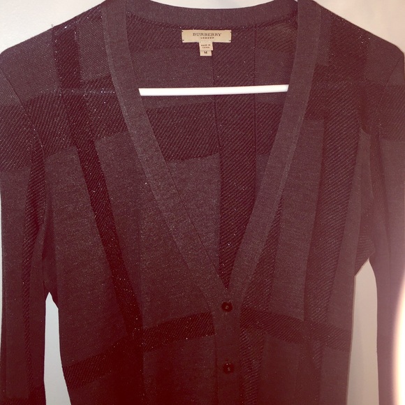 Burberry long grey shimmer check sweater