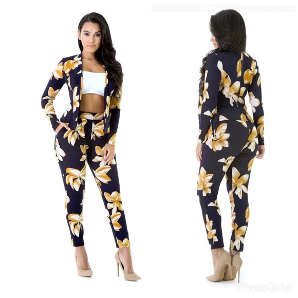 Golden Floral Pant suit
