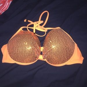 Orange sequin bikini top