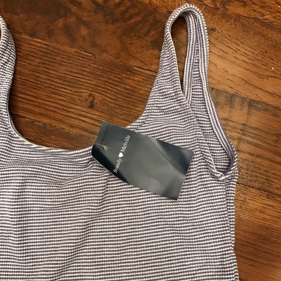 Blue and white striped tank top