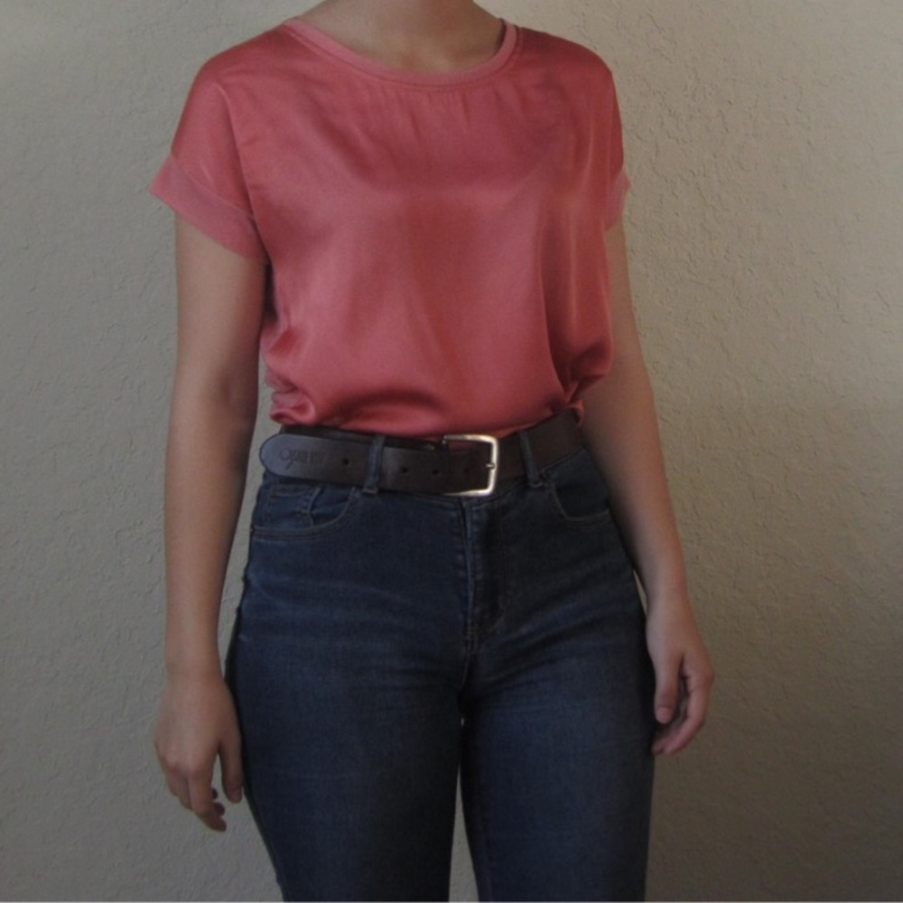 Contrast Fabric Pink Tshirt - L