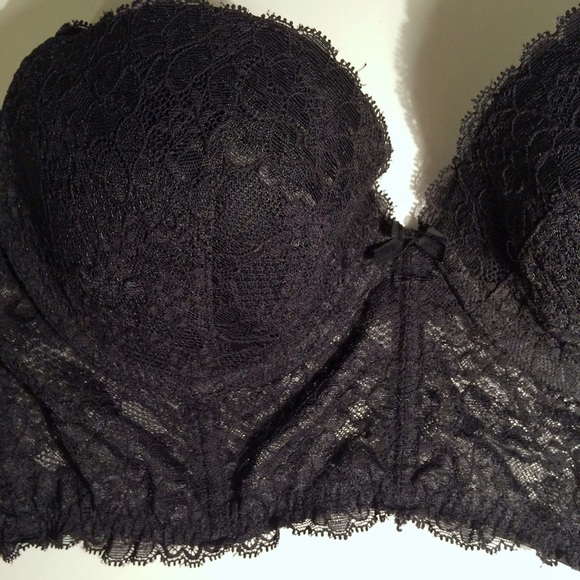 Victoria's Secret 36D Demi Bustier Black Lace Bra