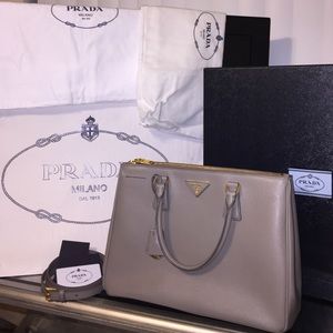 Authentic Prada Saffiano Lux Tote in Argilla