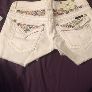 White Miss Me Shorts