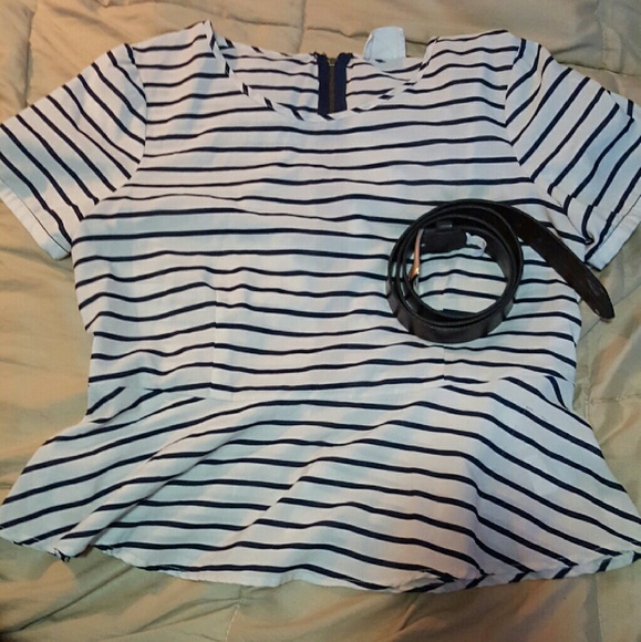Zip-Up striped peplum shirt 🚫donated🛇