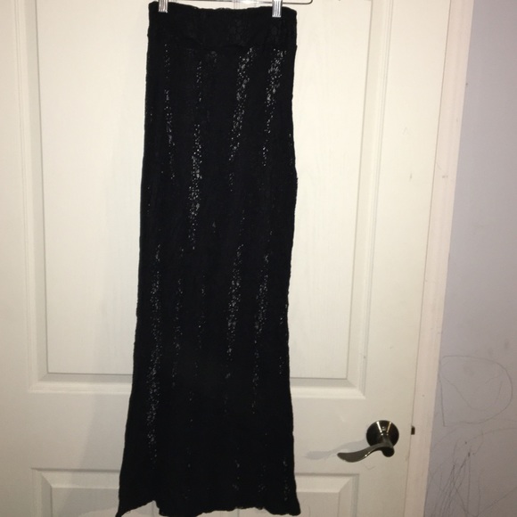 Black lace maxi skirt
